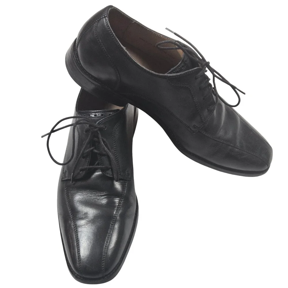 Cole‎ Haan Grand OS Oxford Men 11 Black Good Leather Dress Shoes Square Toe